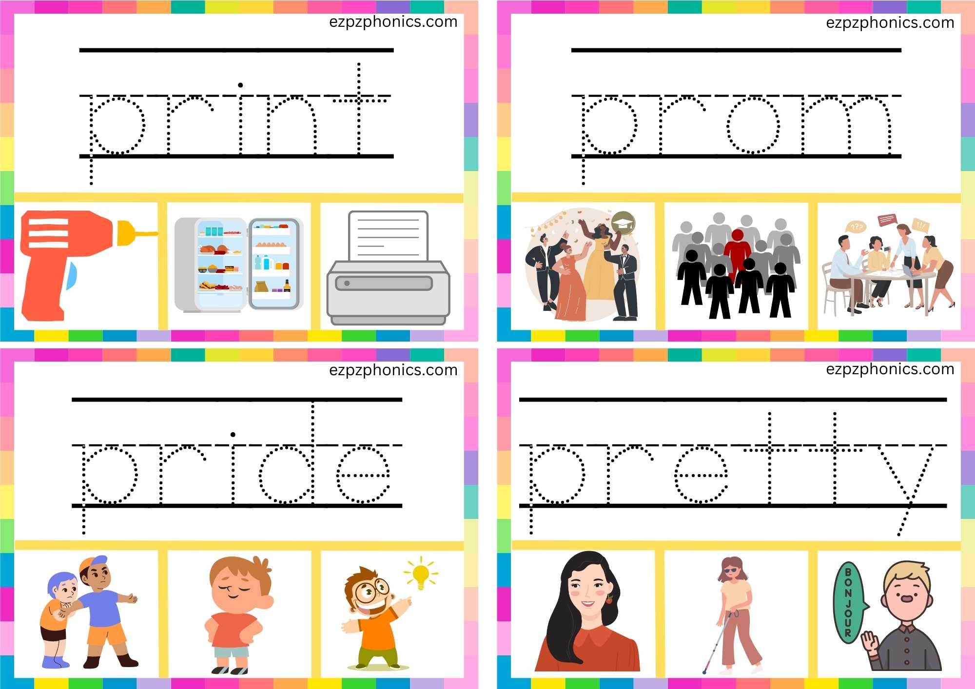 PR Beginning Blends Clip Cards Trace The Words And Clip The Correct Images Set 2